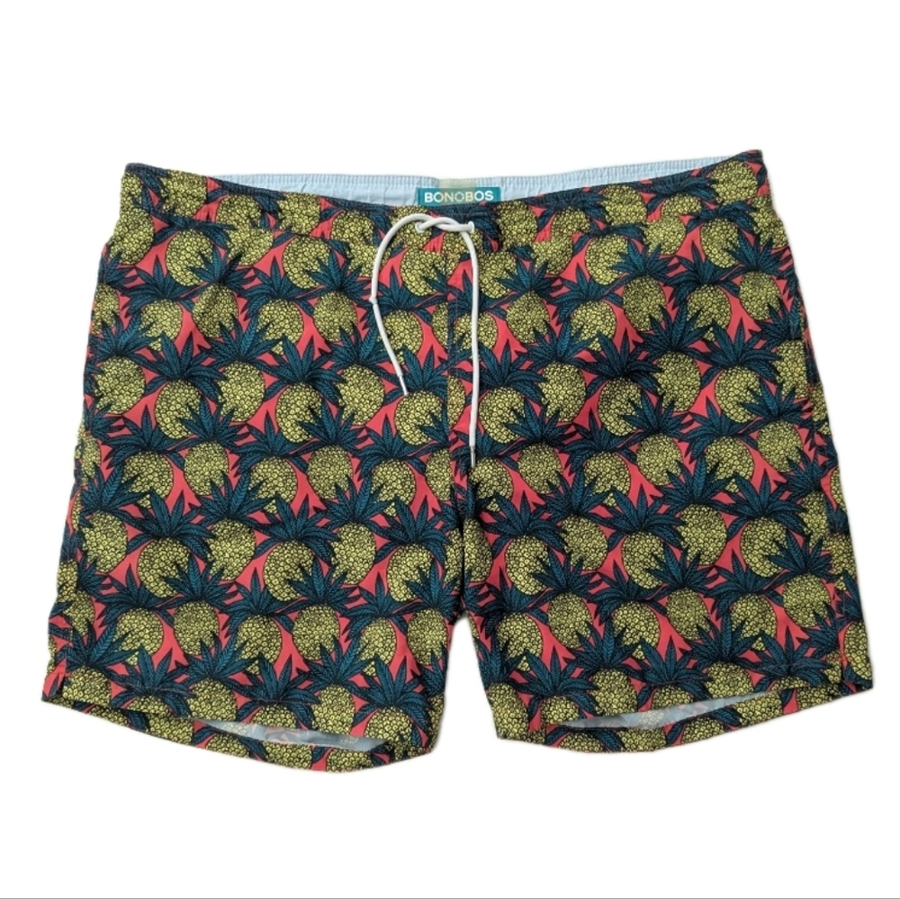 Bonobos Riviera Pineapple Print Swim Trunks 7" Inseam